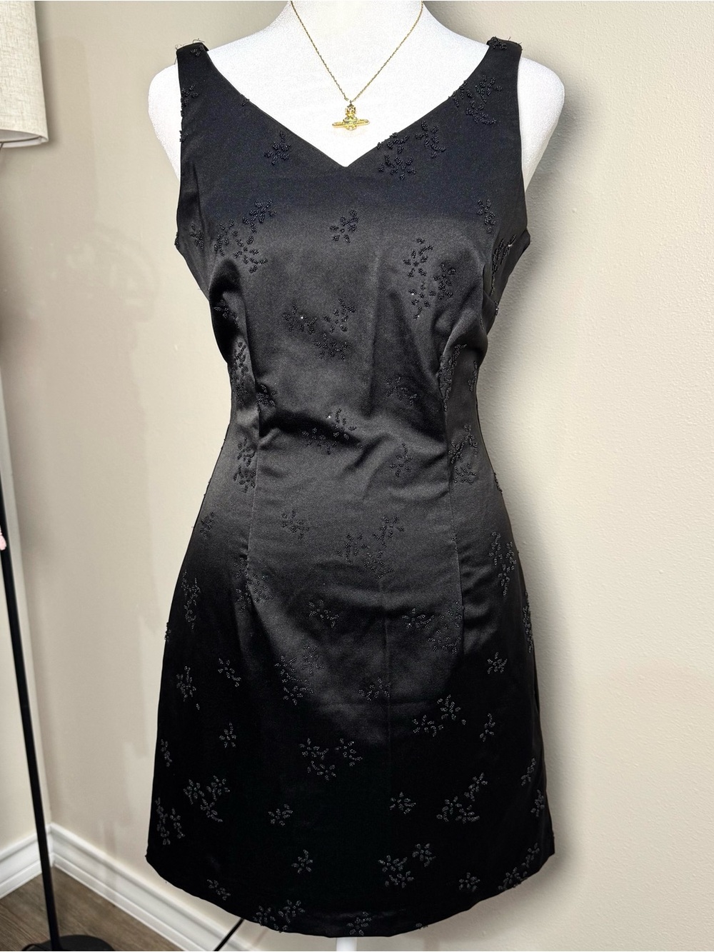 All that Jazz Black Sleeveless V Neck Mini 90s Vintage Whimsigoth Y2K Dress